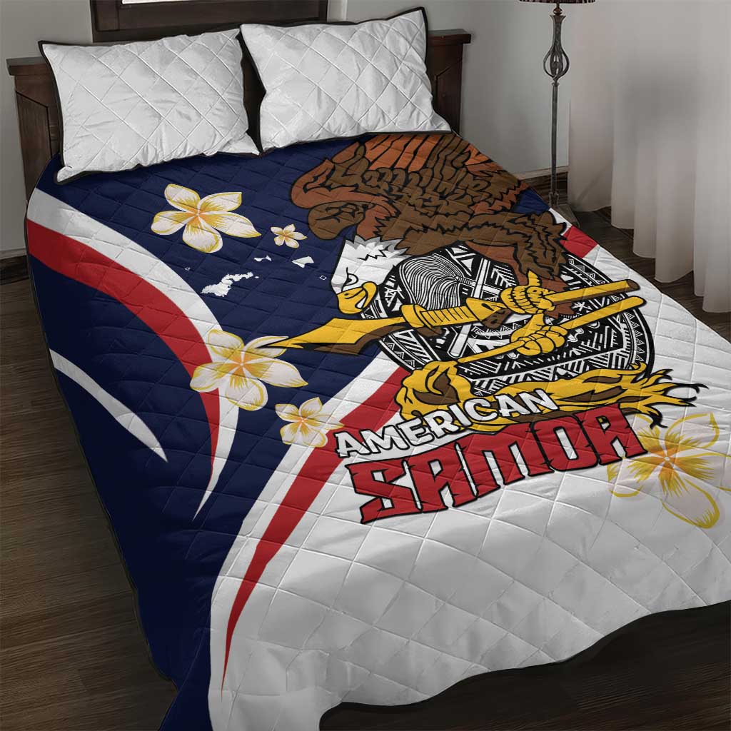 Personalized American Samoa Quilt Bed Set Amerika Samoa Bald Eagle LT01 Blue - Polynesian Pride