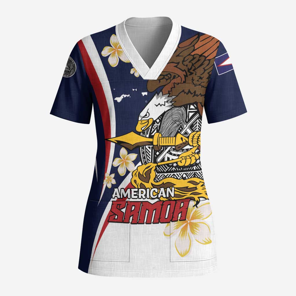 Personalized American Samoa Scrub Top Amerika Samoa Bald Eagle - Polynesian Pride