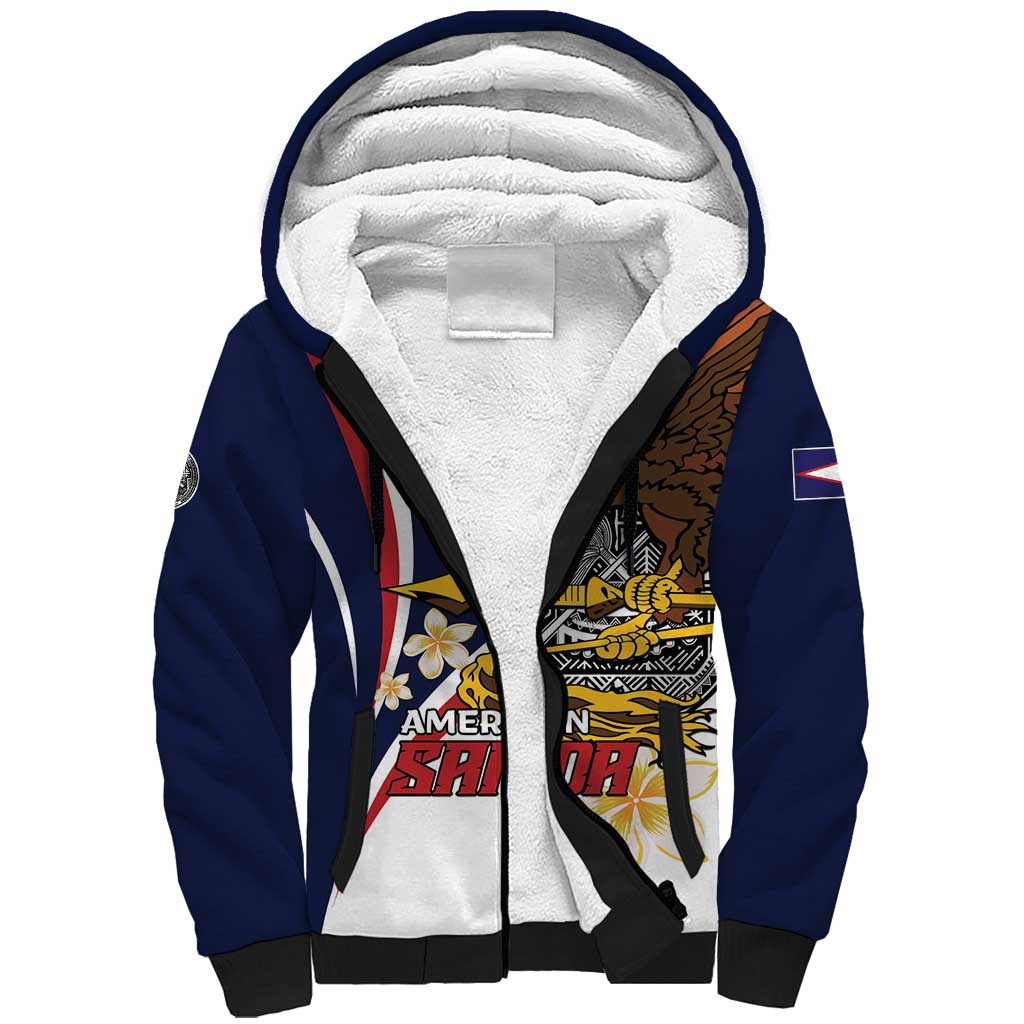 Personalized American Samoa Sherpa Hoodie Amerika Samoa Bald Eagle LT01 Unisex Blue - Polynesian Pride