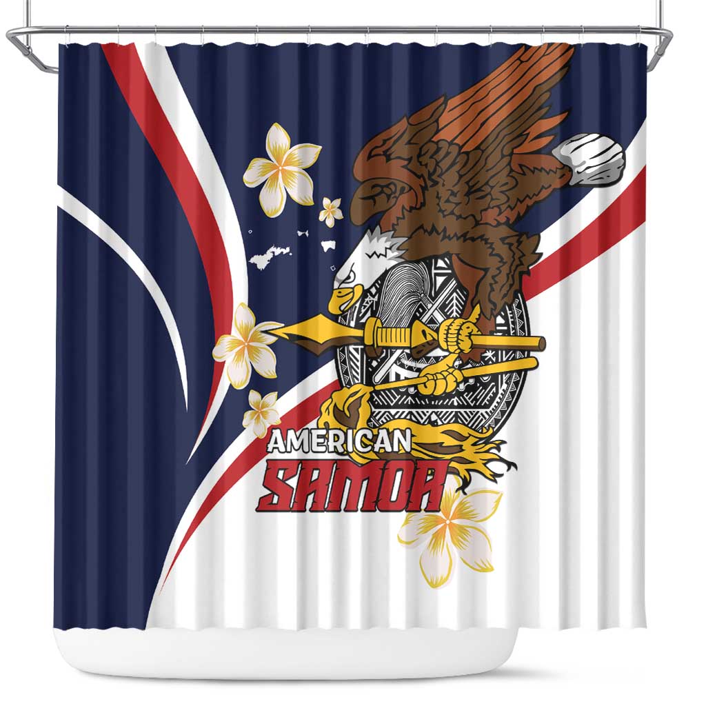 Personalized American Samoa Shower Curtain Amerika Samoa Bald Eagle LT01 Blue - Polynesian Pride