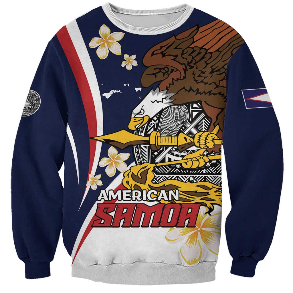 Personalized American Samoa Sweatshirt Amerika Samoa Bald Eagle LT01 Unisex Blue - Polynesian Pride