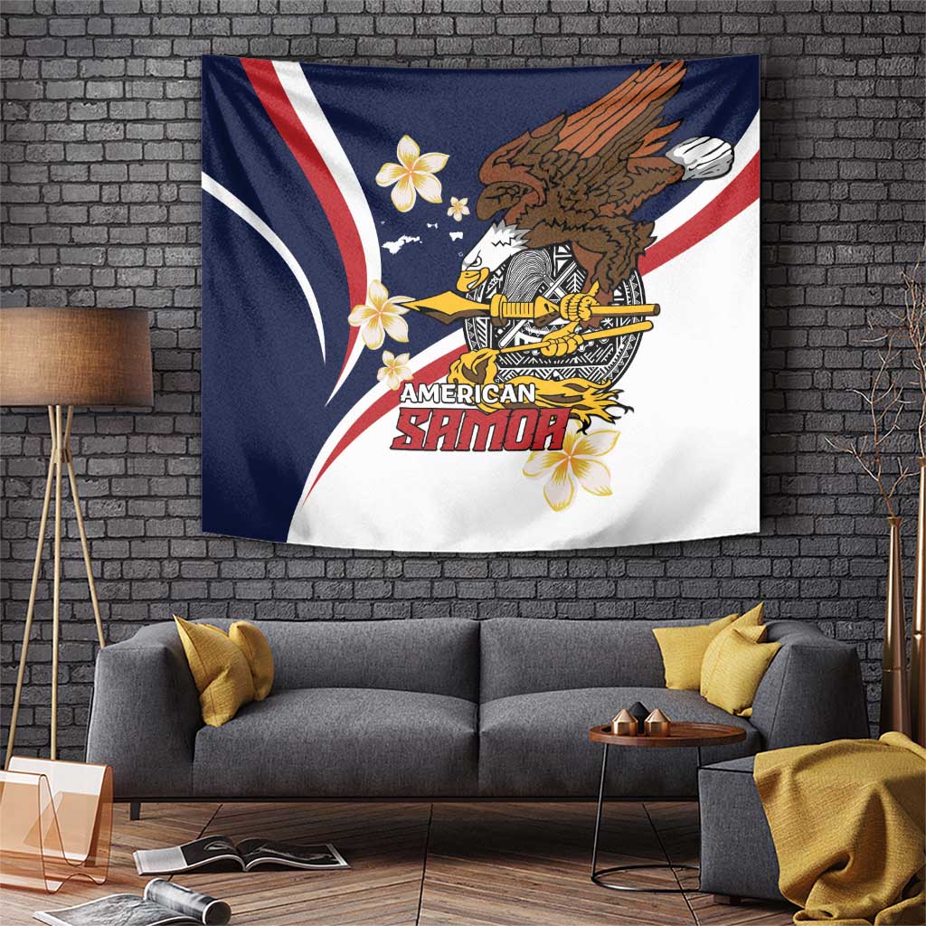 Personalized American Samoa Tapestry Amerika Samoa Bald Eagle LT01 Blue - Polynesian Pride