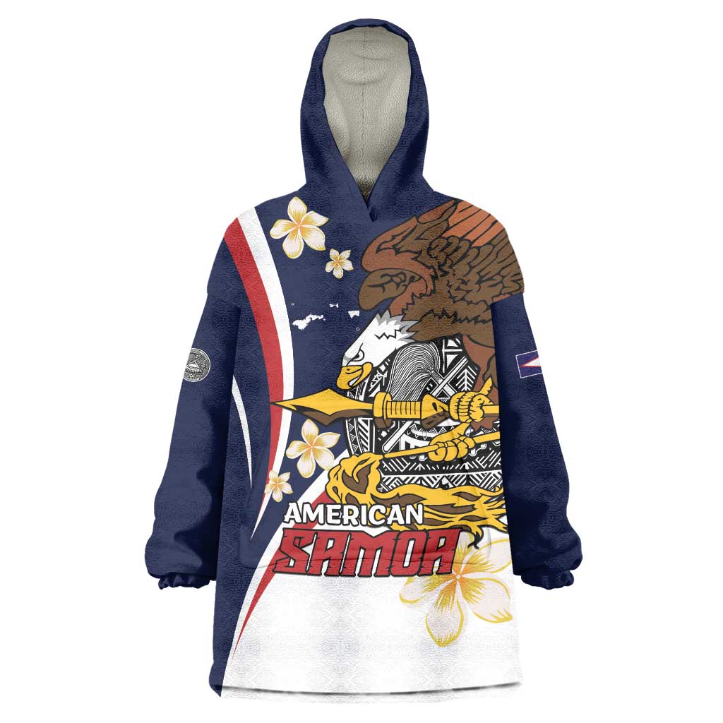 Personalized American Samoa Wearable Blanket Hoodie Amerika Samoa Bald Eagle LT01 One Size Blue - Polynesian Pride