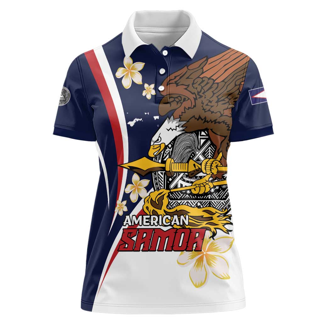 Personalized American Samoa Women Polo Shirt Amerika Samoa Bald Eagle