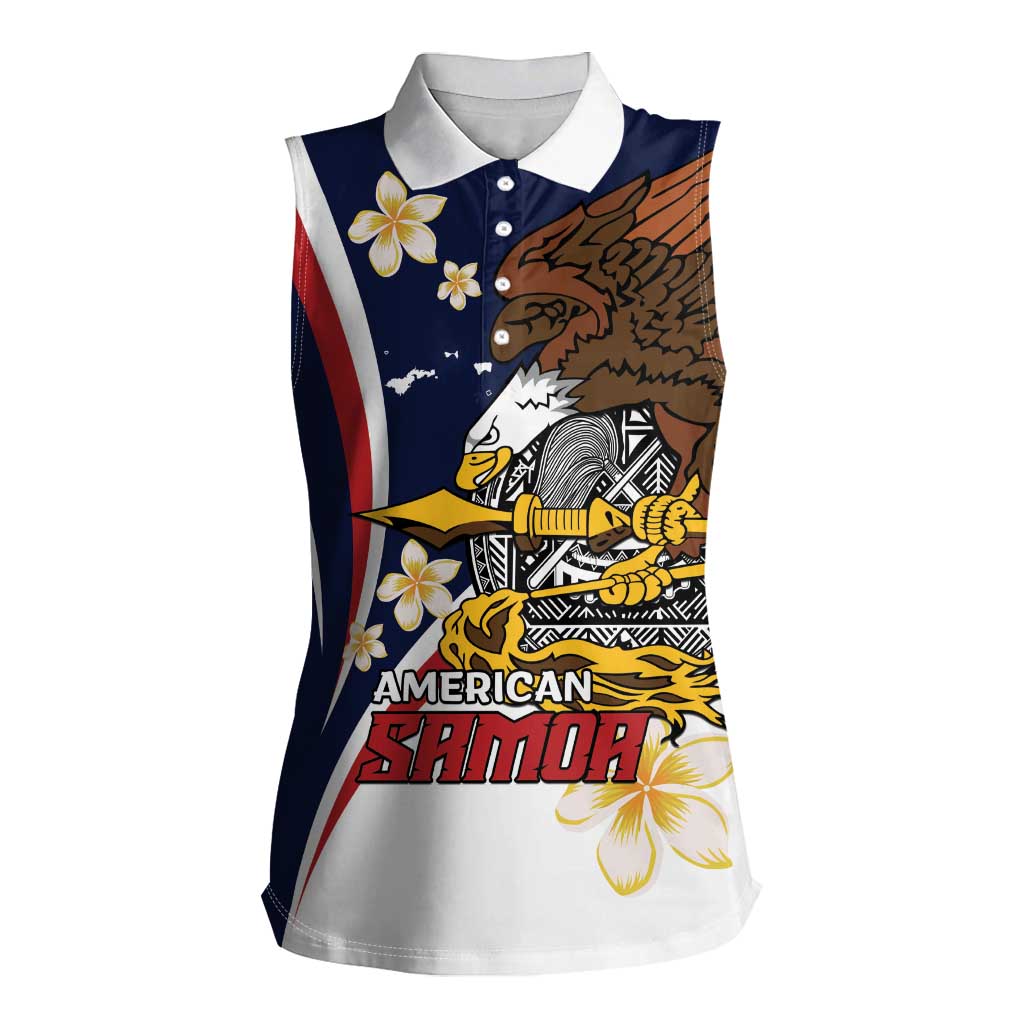 Personalized American Samoa Women Sleeveless Polo Shirt Amerika Samoa Bald Eagle LT01 Female Blue - Polynesian Pride