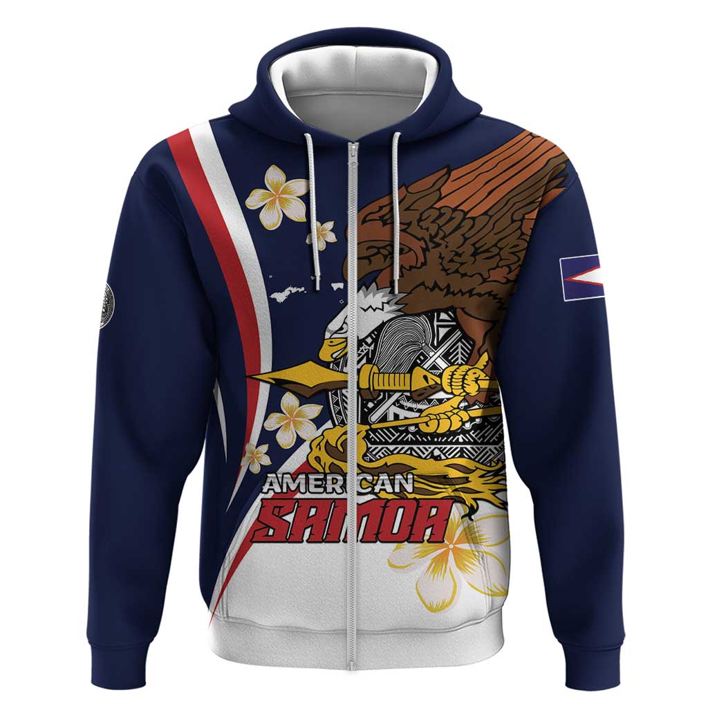 Personalized American Samoa Zip Hoodie Amerika Samoa Bald Eagle LT01 Zip Hoodie Blue - Polynesian Pride