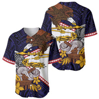 American Samoa Eagle Kava Bowl Baseball Jersey Plumeria Polynesian Pattern