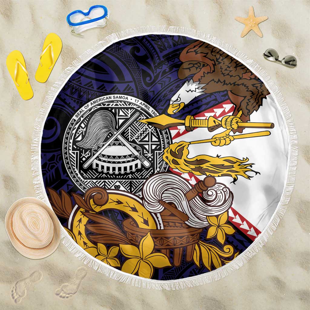American Samoa Eagle Kava Bowl Beach Blanket Plumeria Polynesian Pattern LT01 One Size 150cm Black - Polynesian Pride
