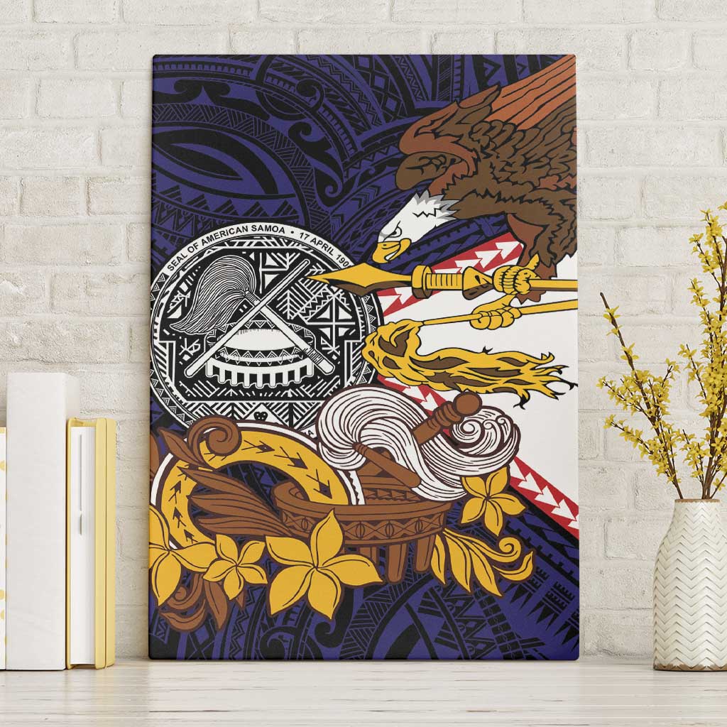 American Samoa Eagle Kava Bowl Canvas Wall Art Plumeria Polynesian Pattern LT01 Without Frame Black - Polynesian Pride