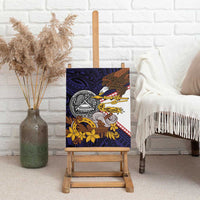 American Samoa Eagle Kava Bowl Canvas Wall Art Plumeria Polynesian Pattern