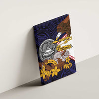 American Samoa Eagle Kava Bowl Canvas Wall Art Plumeria Polynesian Pattern
