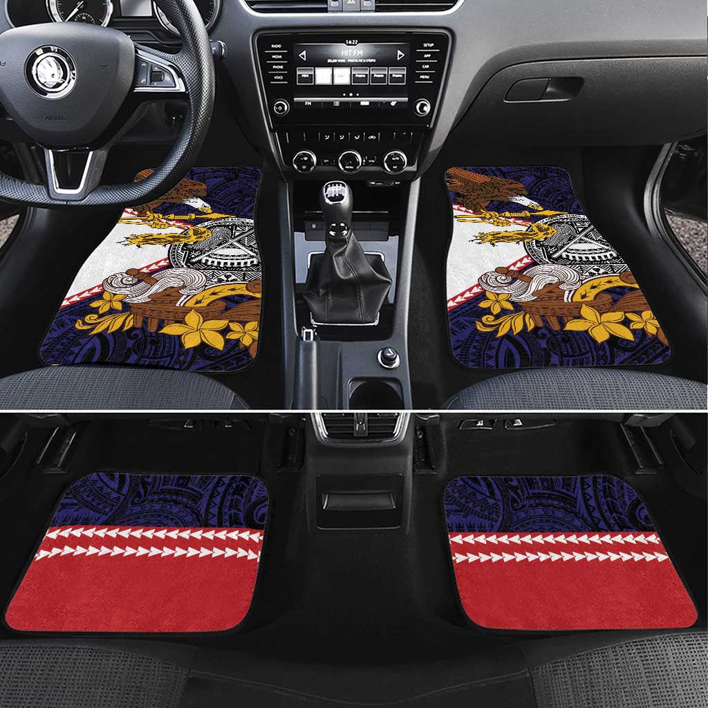 American Samoa Eagle Kava Bowl Car Mats Plumeria Polynesian Pattern