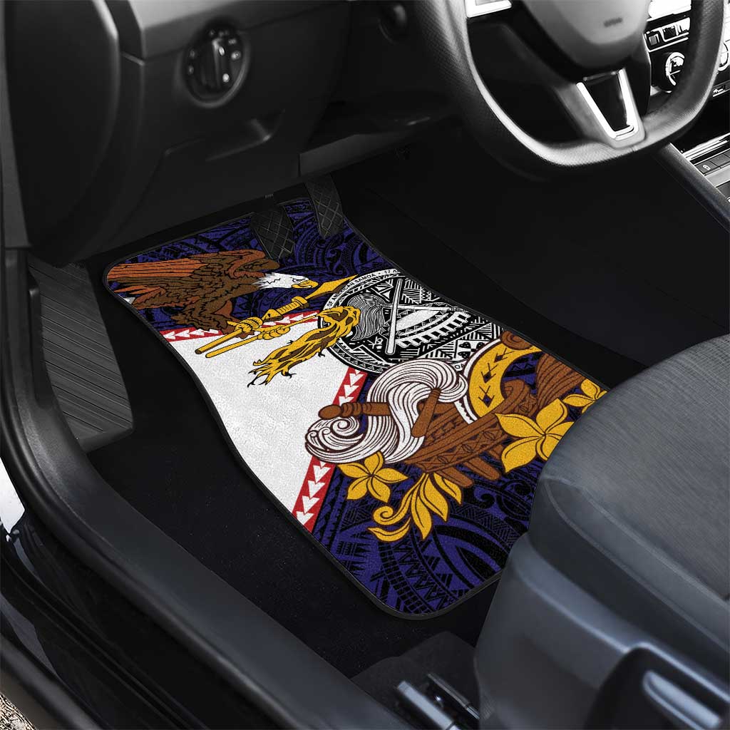 American Samoa Eagle Kava Bowl Car Mats Plumeria Polynesian Pattern