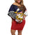 American Samoa Eagle Kava Bowl Family Matching Off Shoulder Short Dress and Hawaiian Shirt Plumeria Polynesian Pattern