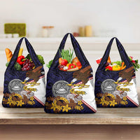American Samoa Eagle Kava Bowl Grocery Bag Plumeria Polynesian Pattern