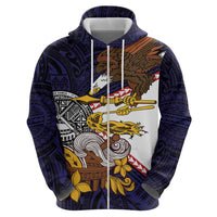 American Samoa Eagle Kava Bowl Hoodie Plumeria Polynesian Pattern