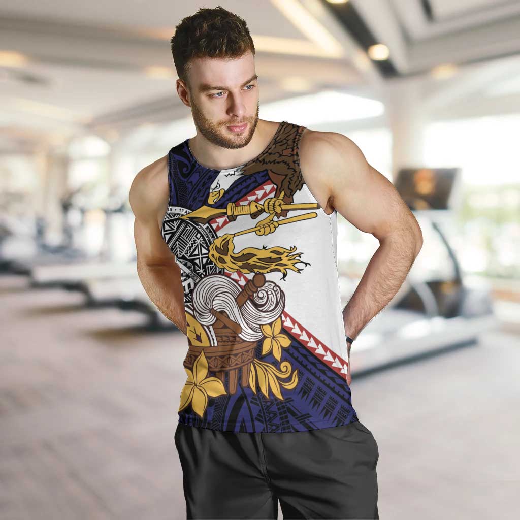 American Samoa Eagle Kava Bowl Men Tank Top Plumeria Polynesian Pattern