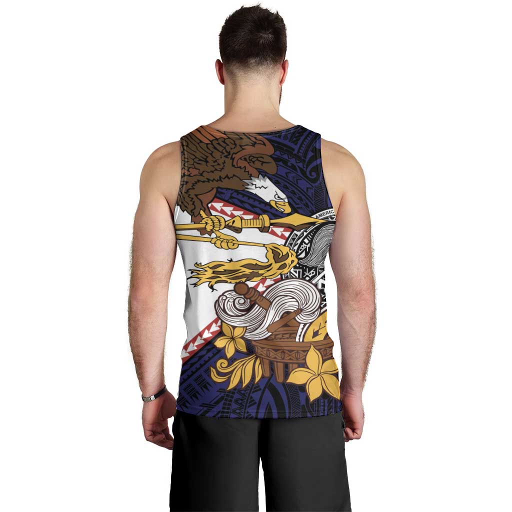American Samoa Eagle Kava Bowl Men Tank Top Plumeria Polynesian Pattern