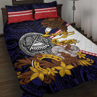American Samoa Eagle Kava Bowl Quilt Bed Set Plumeria Polynesian Pattern