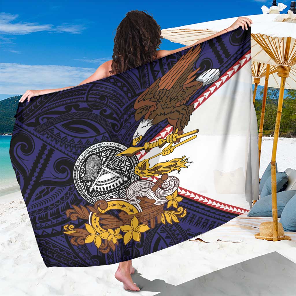 American Samoa Eagle Kava Bowl Sarong Plumeria Polynesian Pattern LT01 One Size 44 x 66 inches Black - Polynesian Pride