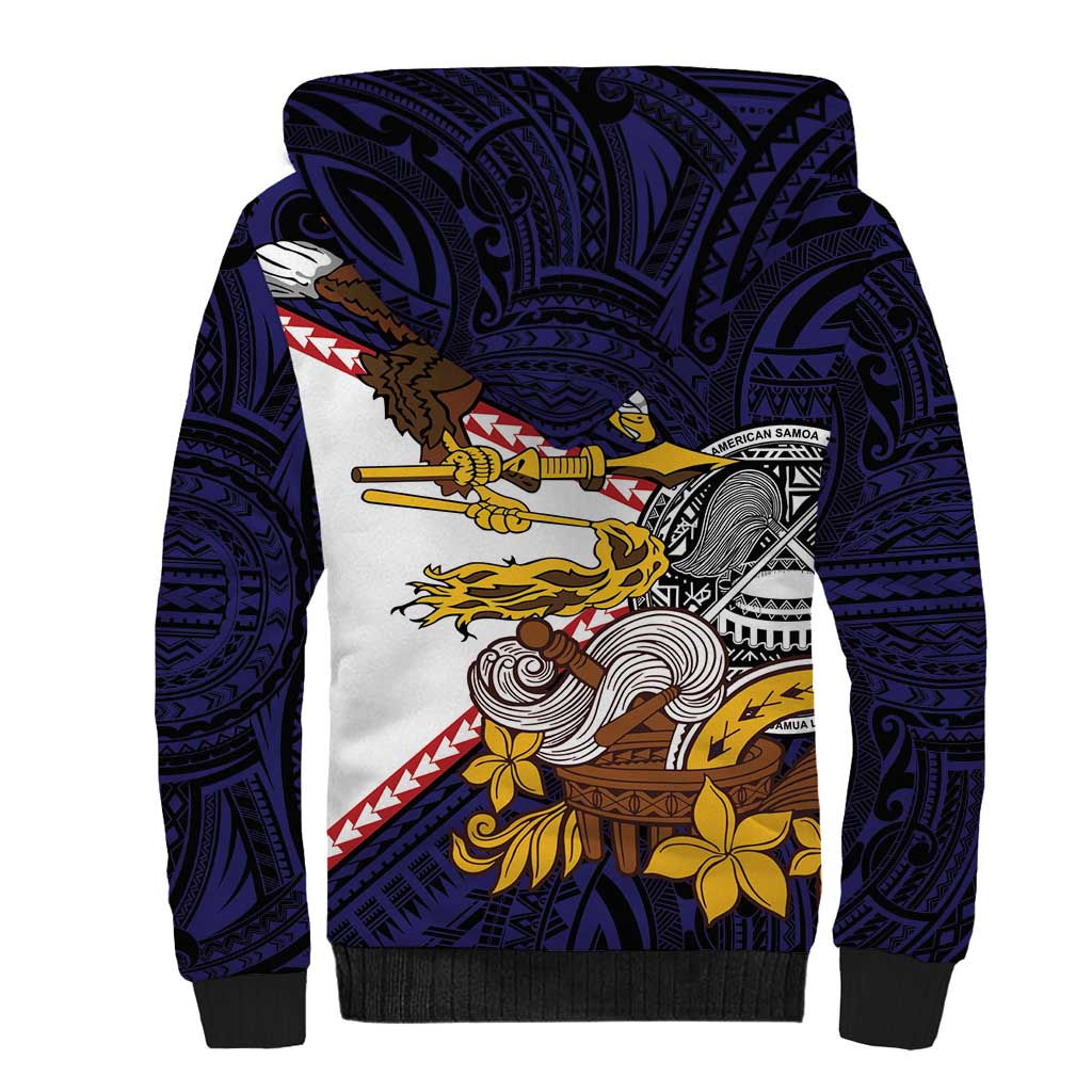 American Samoa Eagle Kava Bowl Sherpa Hoodie Plumeria Polynesian Pattern LT01 - Polynesian Pride