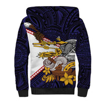 American Samoa Eagle Kava Bowl Sherpa Hoodie Plumeria Polynesian Pattern LT01 - Polynesian Pride