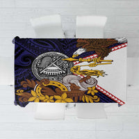 American Samoa Eagle Kava Bowl Tablecloth Plumeria Polynesian Pattern