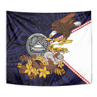 American Samoa Eagle Kava Bowl Tapestry Plumeria Polynesian Pattern