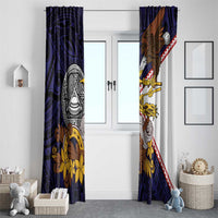 American Samoa Eagle Kava Bowl Window Curtain Plumeria Polynesian Pattern