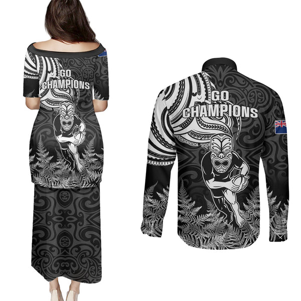 New Zealand Rugby Puletasi Silver Fern All Black Mix Ta Moko Gold Style LT9 main image 0