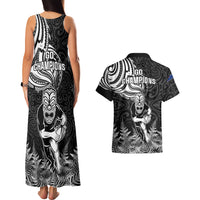 New Zealand Silver Fern Rugby Couples Matching Tank Maxi Dress and Hawaiian Shirt Maori Tiki Player With Ta Moko Tribal LT01 - Polynesian Pride