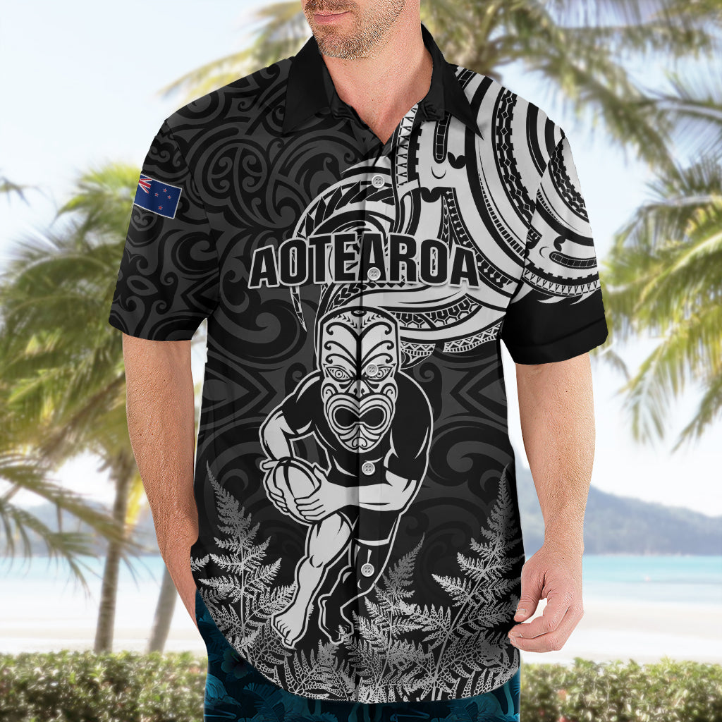 New Zealand Silver Fern Rugby Hawaiian Shirt Maori Tiki Player With Ta Moko Tribal LT01 - Polynesian Pride