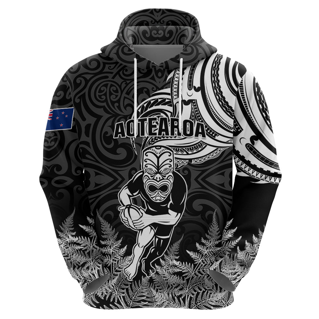 New Zealand Silver Fern Rugby Hoodie Maori Tiki Player With Ta Moko Tribal LT01 - Polynesian Pride