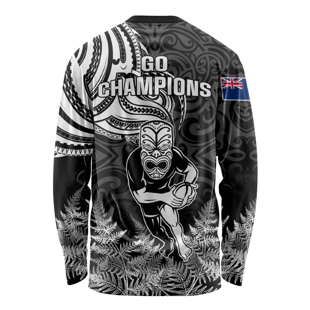 New Zealand Silver Fern Rugby Long Sleeve Shirt Maori Tiki Player With Ta Moko Tribal LT01