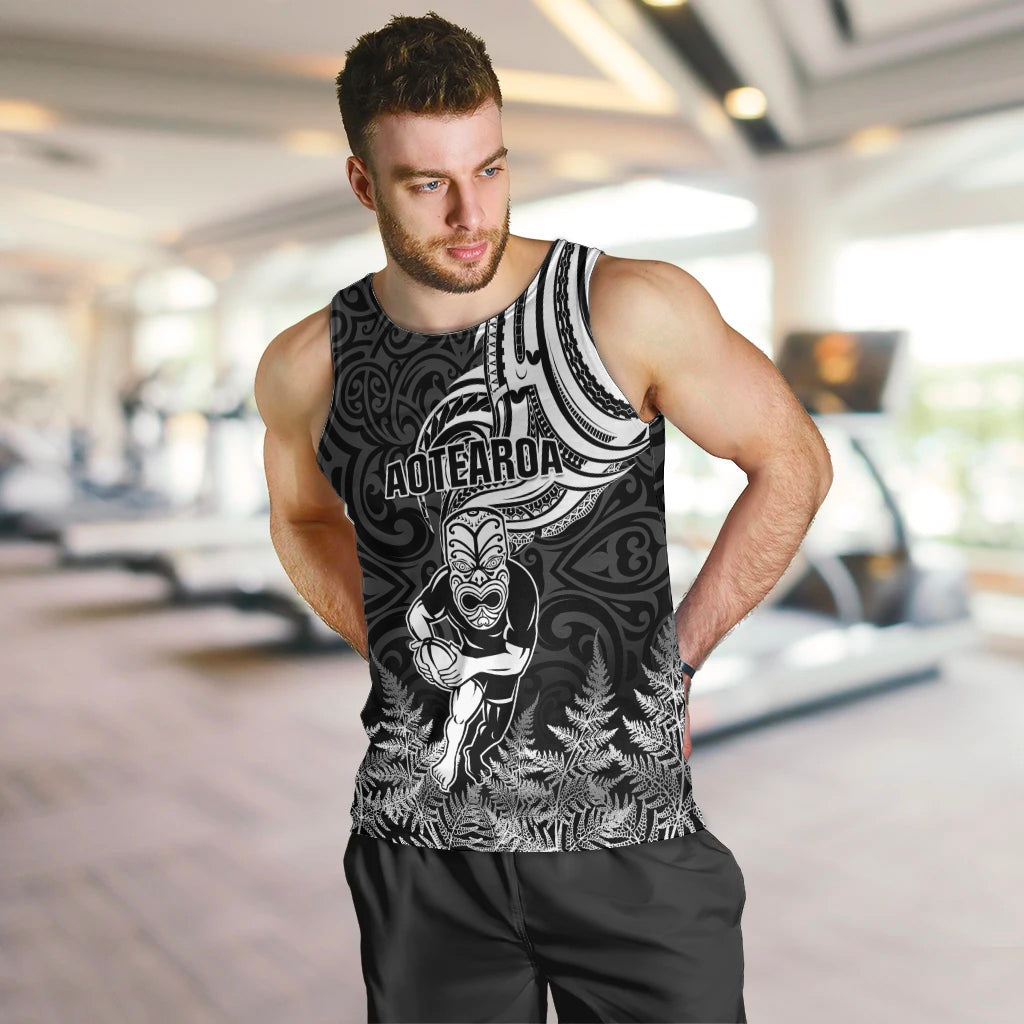 Custom New Zealand Silver Fern Rugby Men Tank Top Maori Tiki Player With Ta Moko Tribal LT01 - Polynesian Pride