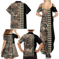 Hawaiian Quilt Family Matching Summer Maxi Dress and Hawaiian Shirt Hibiscus Kakau Vintage Style LT01 - Polynesian Pride