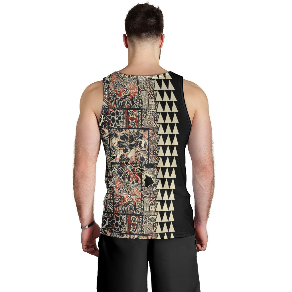 Hawaiian Quilt Men Tank Top Hibiscus Kakau Vintage Style LT01 - Polynesian Pride