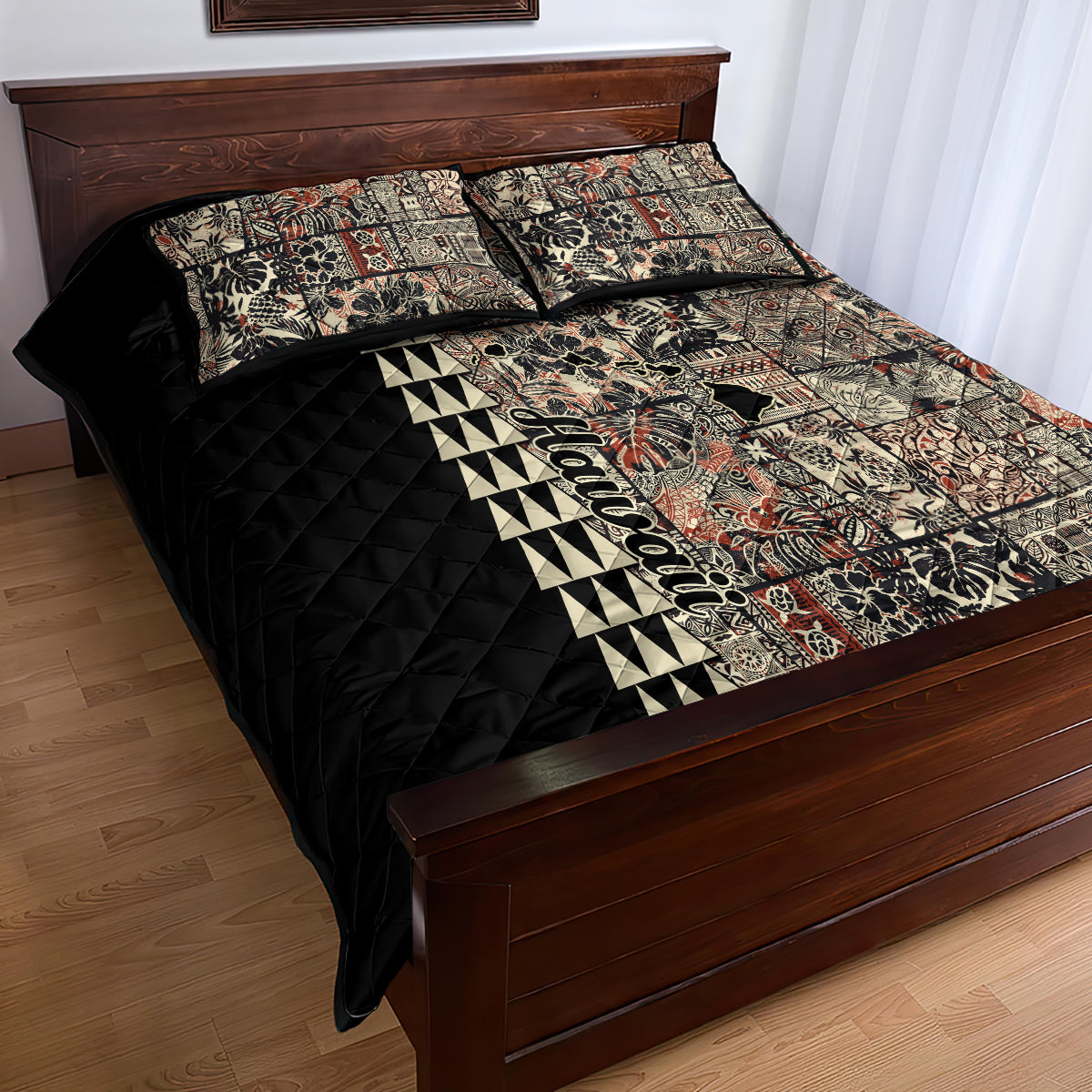 Hawaiian Quilt Quilt Bed Set Hibiscus Kakau Vintage Style LT01 - Polynesian Pride