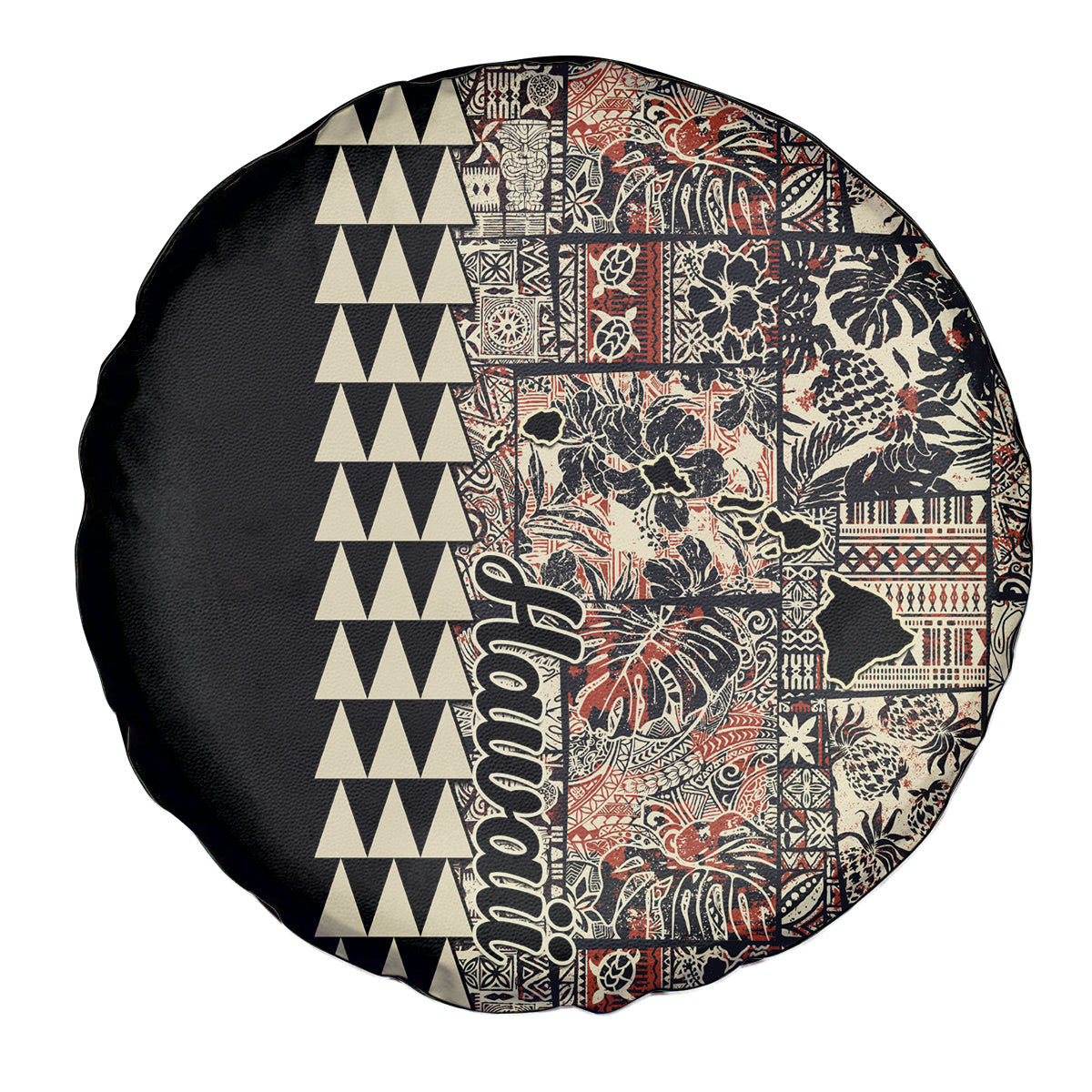 Hawaiian Quilt Spare Tire Cover Hibiscus Kakau Vintage Style LT01 - Polynesian Pride