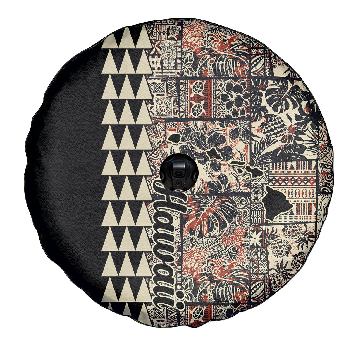 Hawaiian Quilt Spare Tire Cover Hibiscus Kakau Vintage Style LT01 - Polynesian Pride