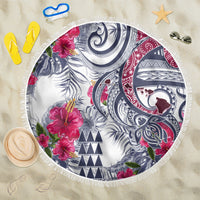 Hawaii Kakau Mix Paisley Pattern Beach Blanket Polynesian Tropical Unique Style LT01 One Size 150cm White - Polynesian Pride