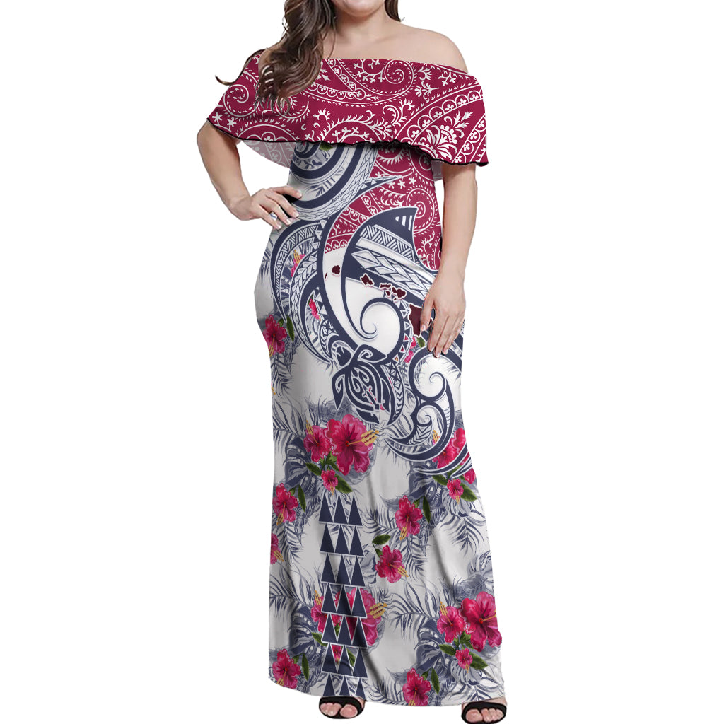polynesian formal dresses Hawaii Kakau Mix Paisley Pattern Off Shoulder Maxi Dress Tr Sizes_2-3 Years