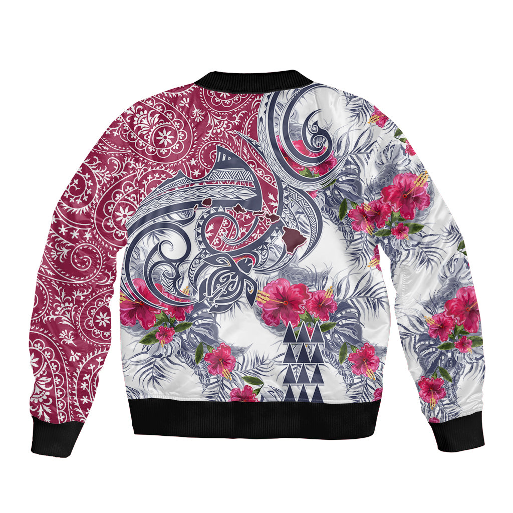 Hawaii Kakau Mix Paisley Pattern Sleeve Zip Bomber Jacket Polynesian Tropical Unique Style LT01 - Polynesian Pride