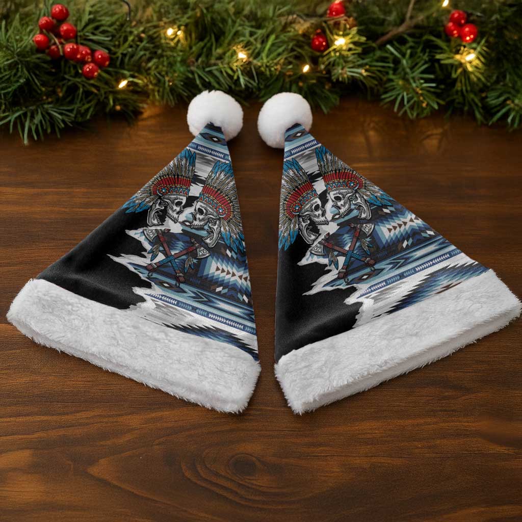 Native American Chief Skull With Axe Christmas Santa Hat - Polynesian Pride
