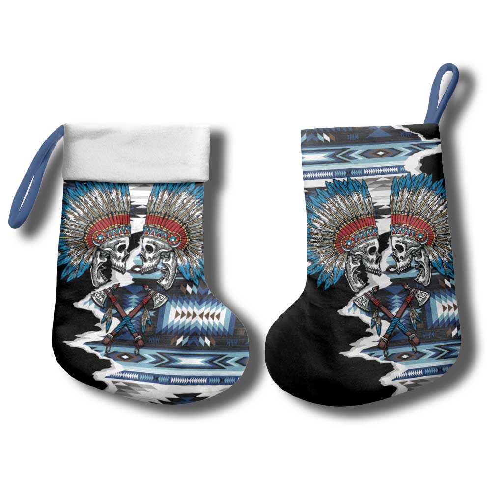 Native American Chief Skull With Axe Christmas Stocking - Polynesian Pride