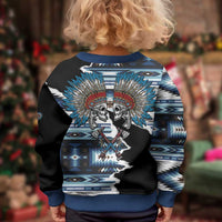 Native American Chief Skull With Axe Kid Ugly Christmas Sweater - Polynesian Pride
