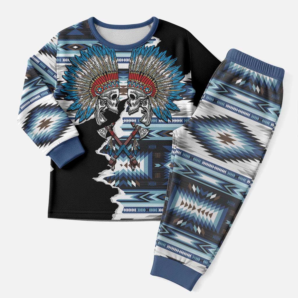 Native American Chief Skull With Axe Christmas Pajama Set - Polynesian Pride