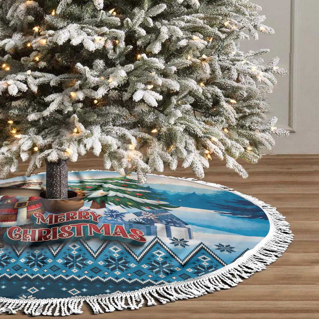 Native American Santa Claus Tree Skirt Merry Christmas 2025 - Polynesian Pride