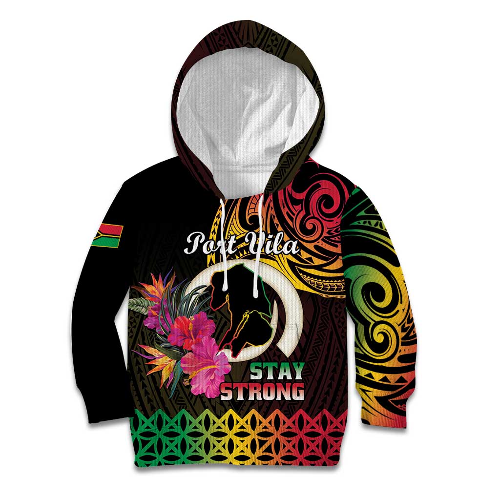 Personalised Vanuatu Port Vila Stay Strong Kid Hoodie Long God Yumi Stanap