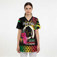 Personalised Vanuatu Port Vila Stay Strong Scrub Top Long God Yumi Stanap - Polynesian Pride